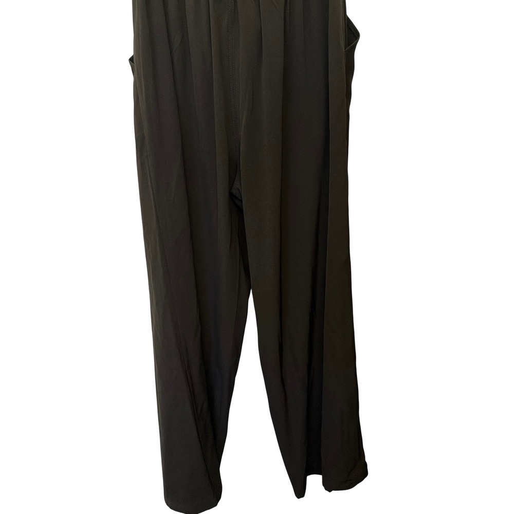Max Studio London Womens Wide Leg Trousers Army Green Pull On Pants 2704G08 L - Picture 10 of 12